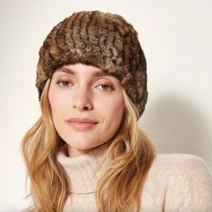 Overland Knitted Rex Rabbit Fur Beanie Hat
